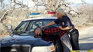 Horny Police Officer Bridgette B Pulls Over A Guy To Fuck Her