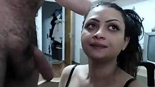 Webcam Girl Gives A Slow And Sensual Blowjob To Flaccid Peni