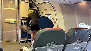 Married Newcomer Stewardess Bang With The One And The Other Pilots During Flight (Double Penetration