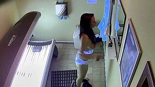 Brunette Masturbating In Solarium