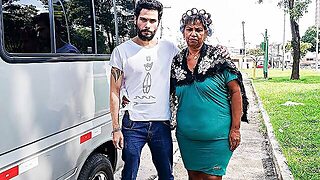 Big Belly Grannys First Anal Threesome In A Van