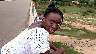 Naughty Black Girl Pounded On A Bench In Interracial Fuck