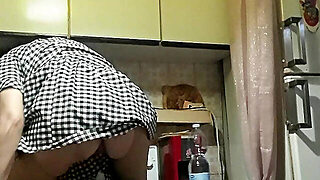 Housewife In The Kitchen With Brush In Pussy