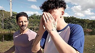 Busty Tiamaria’s Oily Threeway With Two Stalkers!